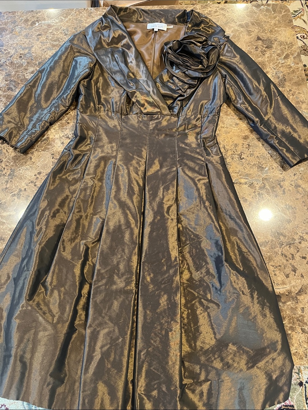 Rickie Freeman for Teri Jon Vintage Retro Fit & Flare RosetteTaffeta Dress Sz 6